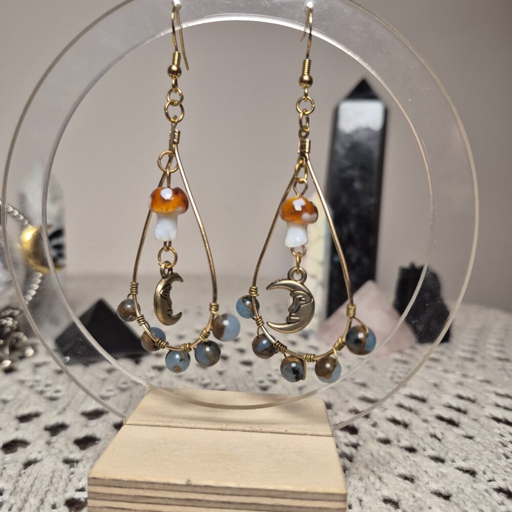 GOLDEN AQUA QUARTZ Teardrop Handmade Earrings - Picture 5 of 5